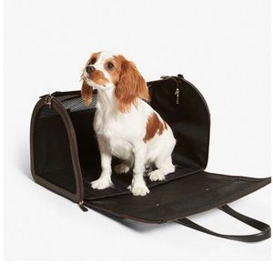 Michael Kors, small logo, striped pet travel, carrier, black/camel.